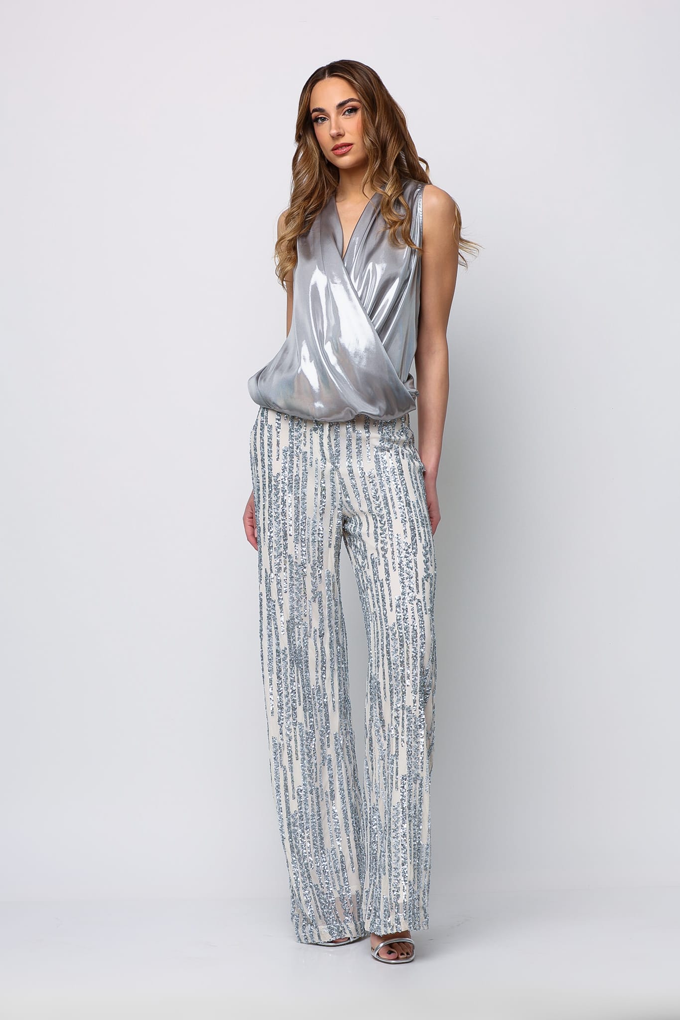 Silver bidded pants