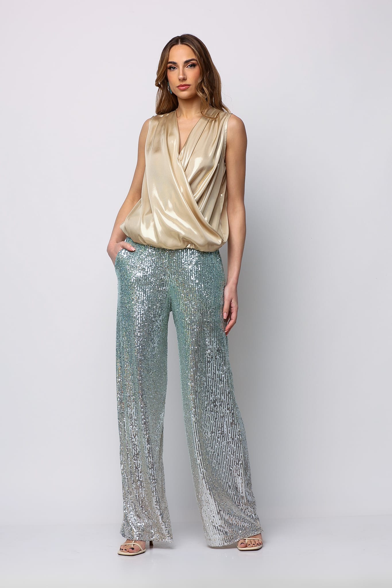 Pants palazzo bidded