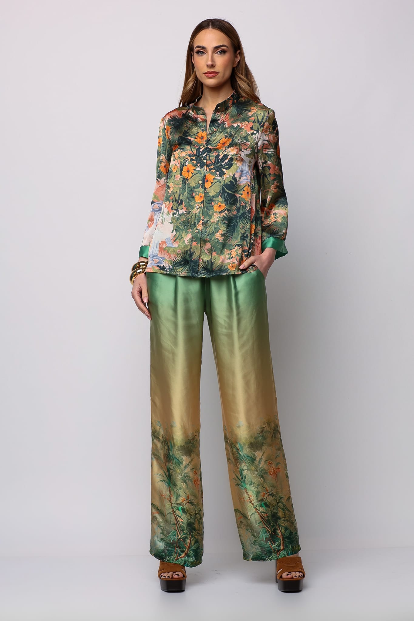 Tropical printed pants