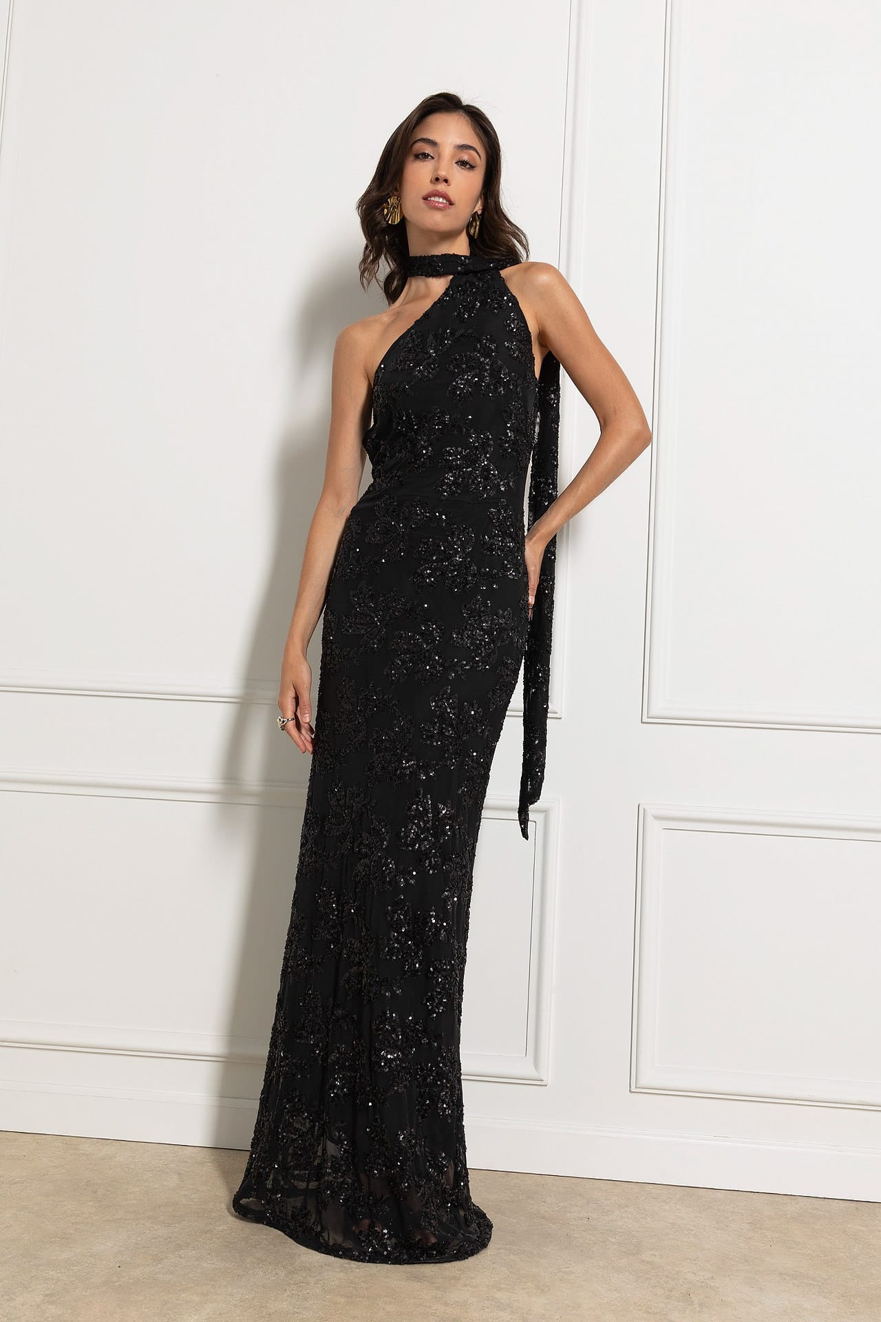 Bidded dress back gathered