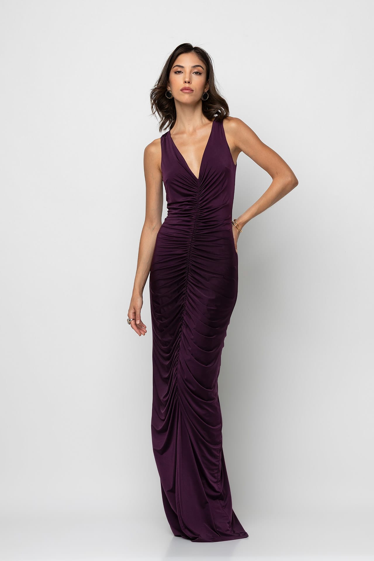 Long dress gathered