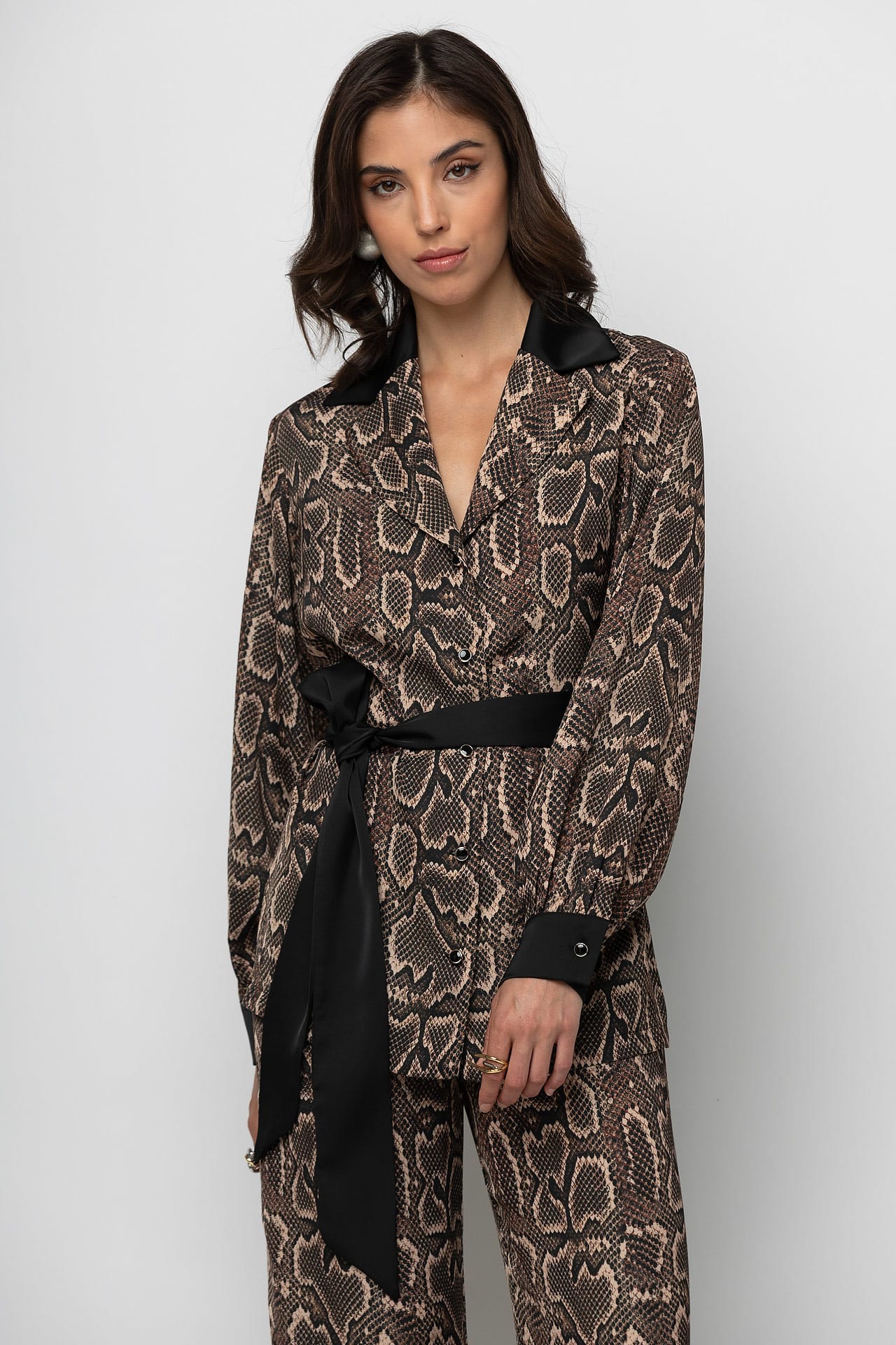 Snake print satin shirt
