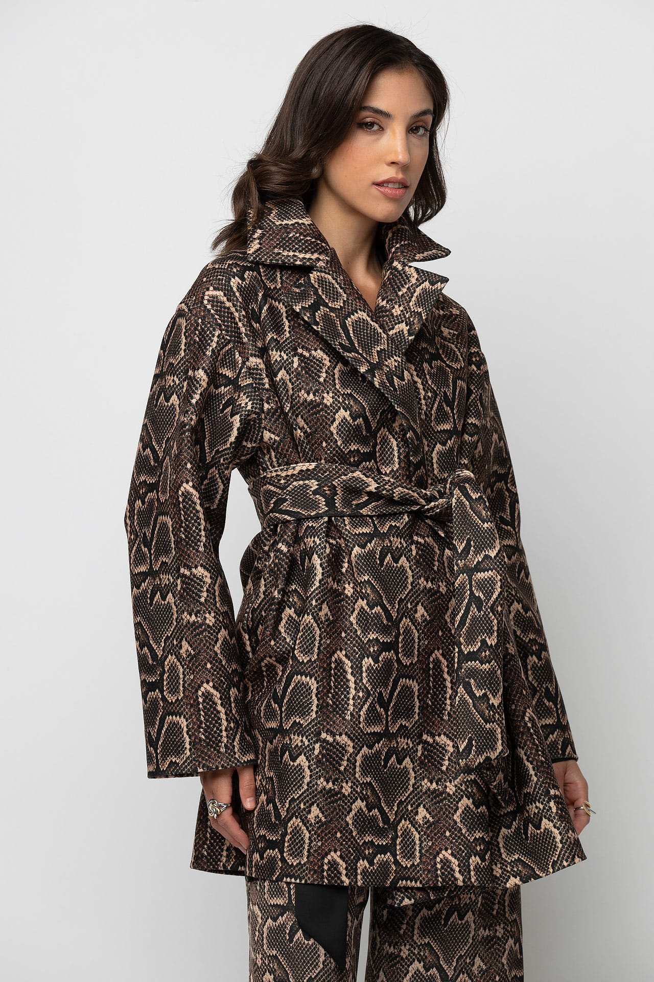 Coat with snake print