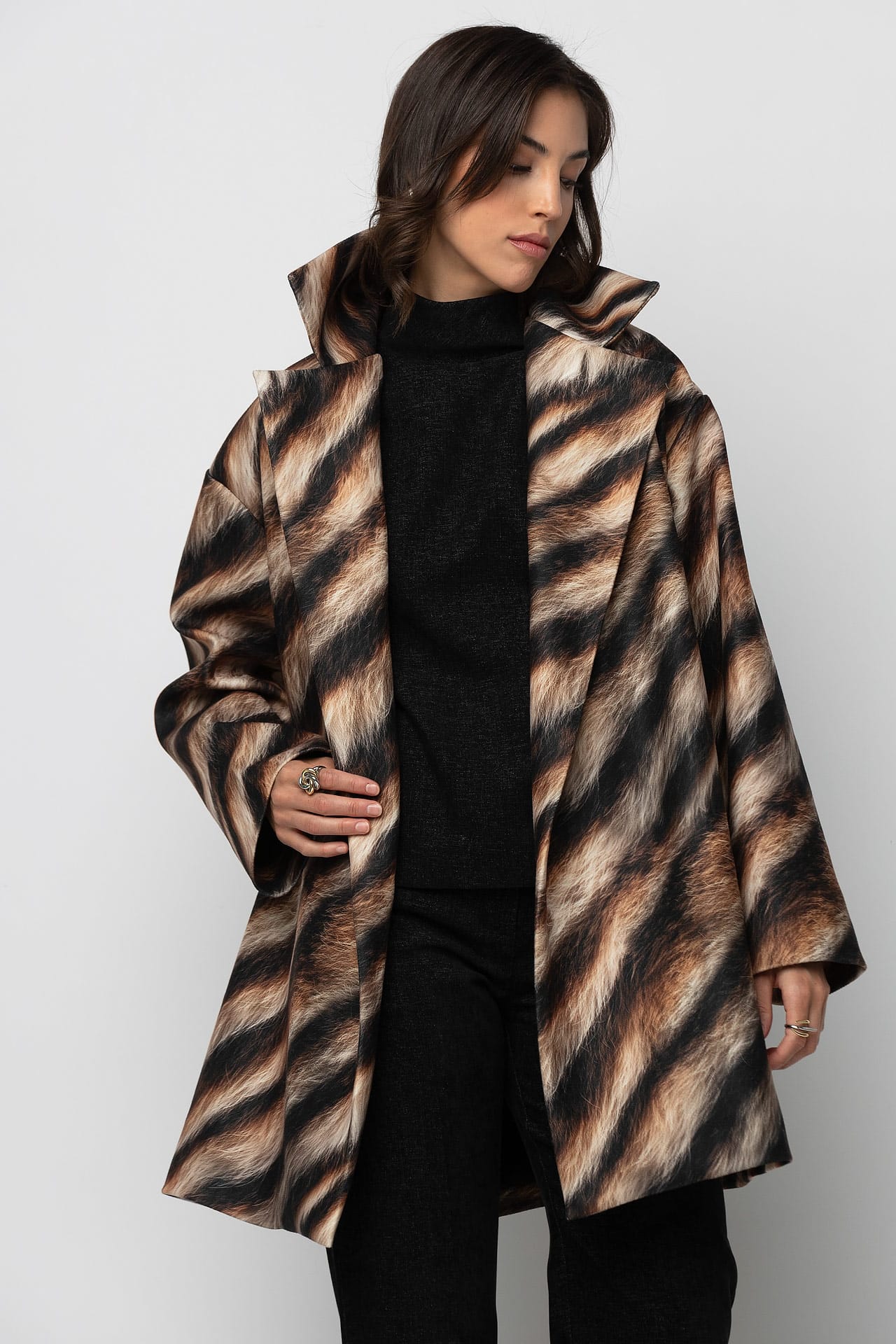 Coat with animal print