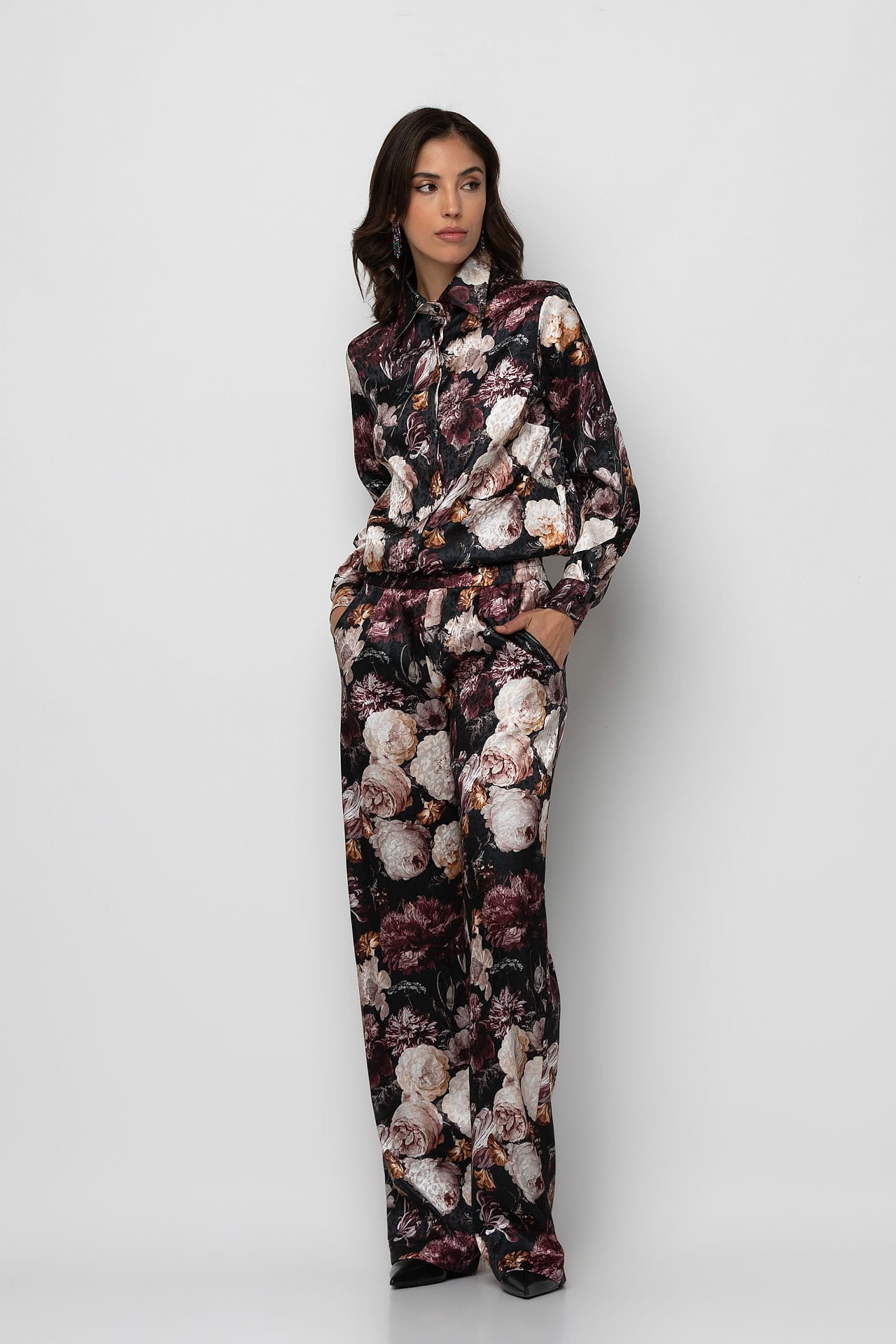 Jacquard satin pants