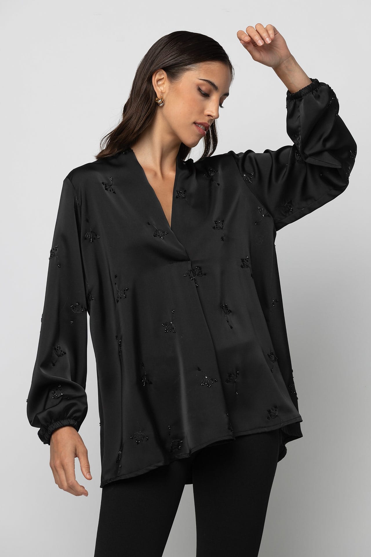 Bidded satin blouse