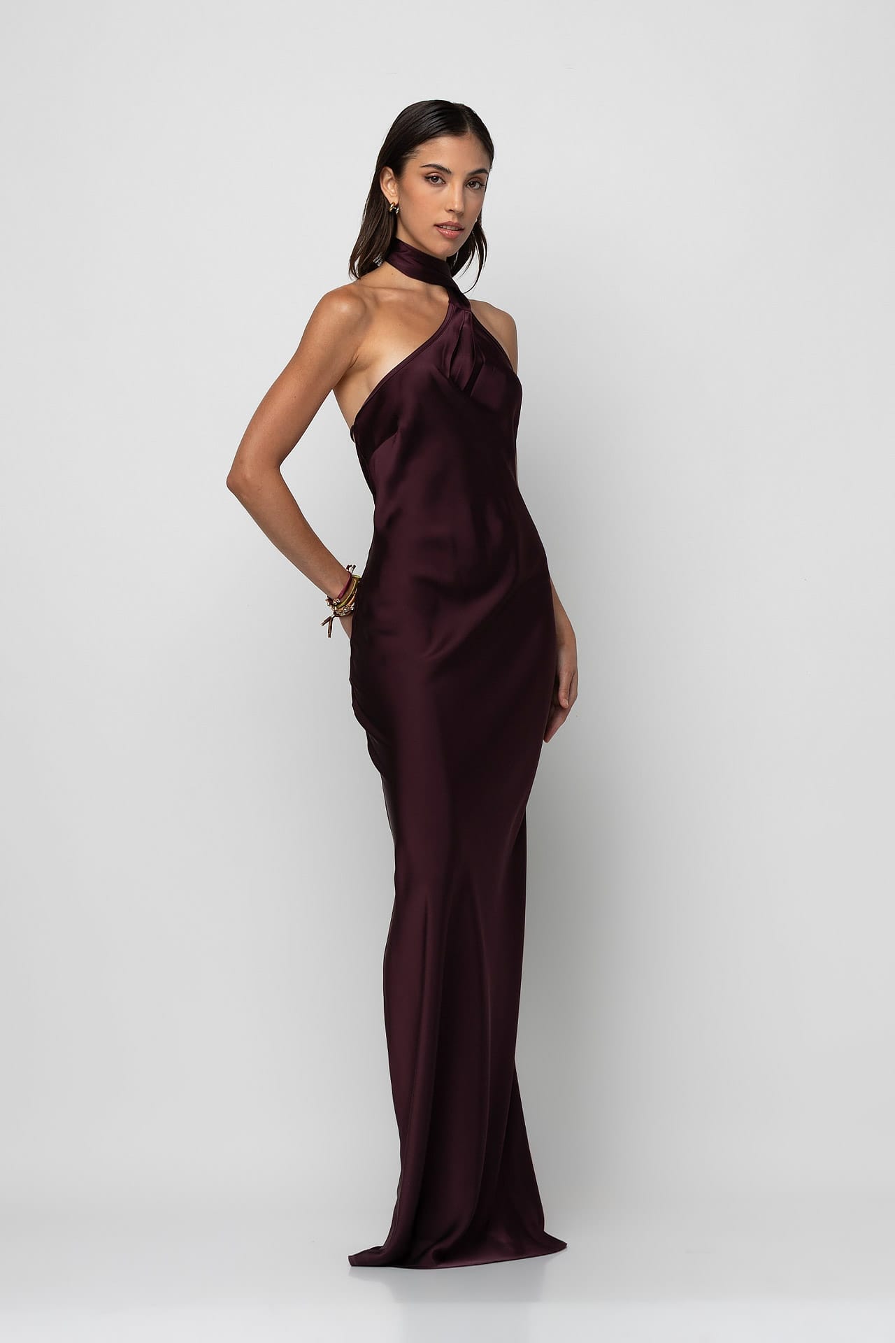 Satin dress with knot